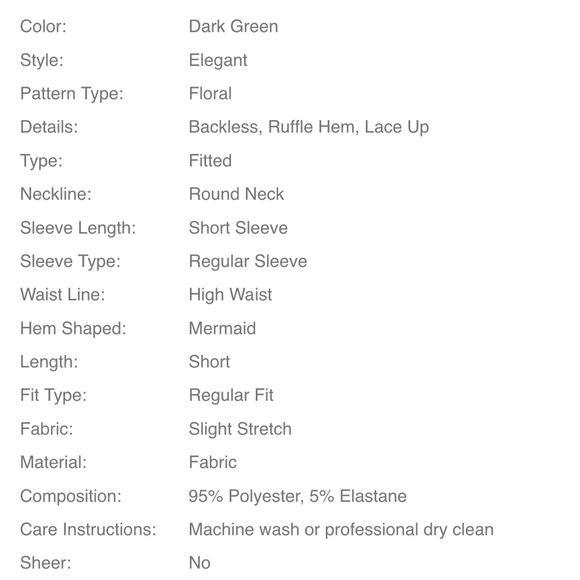 SHEIN Floral Lace Up Back Fitted Dress size Large - Picture 13 of 14